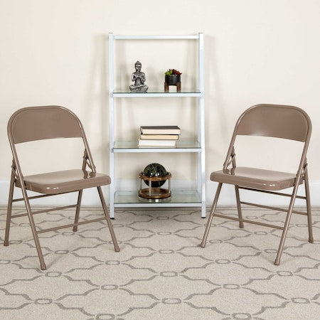 Beige Metal Folding Chair, PK2