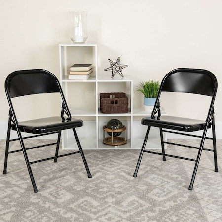 Black Metal Folding Chair, PK2
