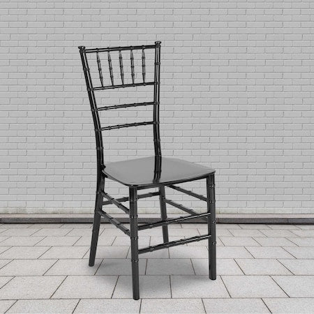 HERCULES Series Black Resin Stacking Chiavari Chair, PK2