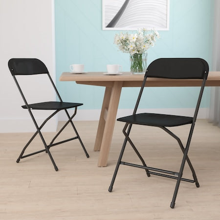 Hercules Series Plastic Folding Chair Black - 2 LB Weight Capacity Comfortable Event Chair-Lightweight Folding Chair, PK2