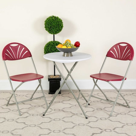 Burgundy Plastic Folding Chair, PK2