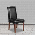 Black Leather Parsons Chair, PK2