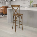 HERCULES Series Dark Antique Wood Cross Back Barstool, PK2