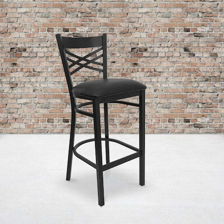 Black X Stool-Black Seat, PK2