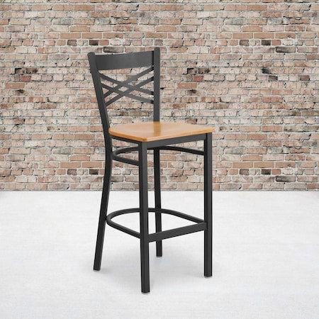 Black X Stool-Nat Seat, PK2