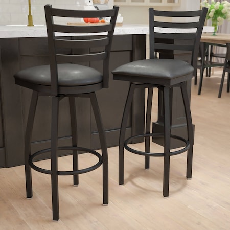 Black Ladder Stool-Black Seat, PK2