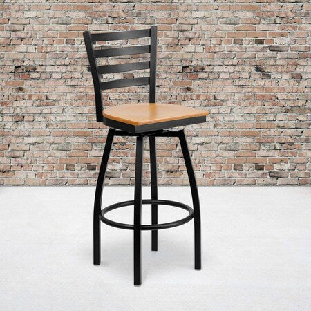 Black Ladder Stool-Nat Seat, PK2