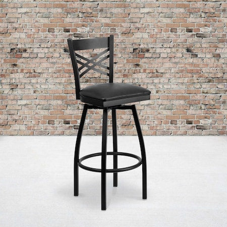 Black X Swivel Stool-Blk Seat, PK2
