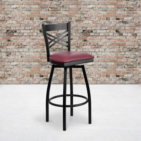 Black X Swivel Stool-Burg Seat, PK2