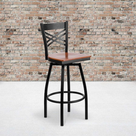 Black X Swivel Stool-Chy Seat, PK2