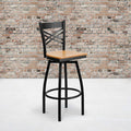 Black X Swivel Stool-Nat Seat, PK2