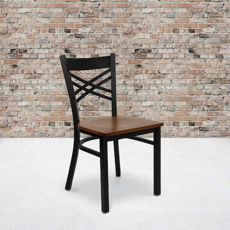 Black X Chair-Cherry Seat, PK2