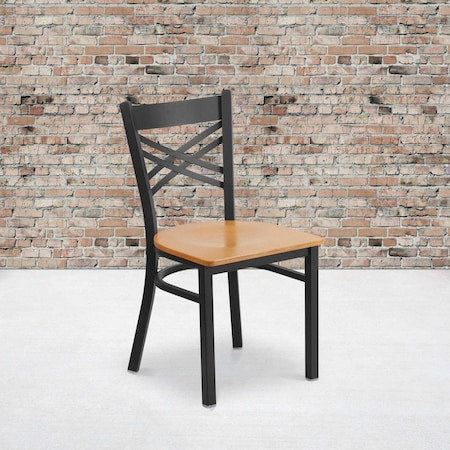 Black X Chair-Nat Seat, PK2