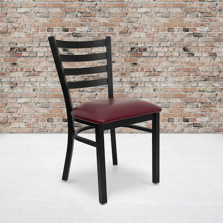 Black Ladder Chair-Burg Seat, PK2