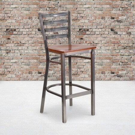 Clear Ladder Stool-Cherry Seat, PK2
