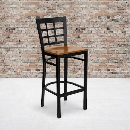 Black Window Stool-Cherry Seat, PK2
