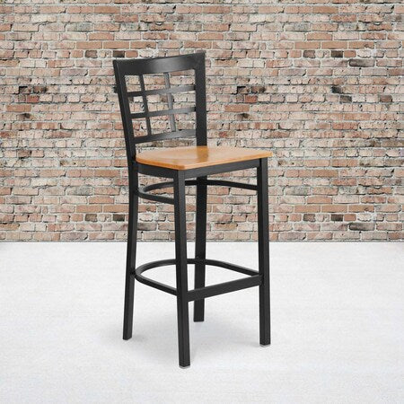 Black Window Stool-Nat Seat, PK2