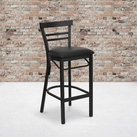 Black Ladder Stool-Black Seat, PK2