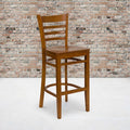 HERCULES Series Ladder Back Cherry Wood Restaurant Barstool, PK2