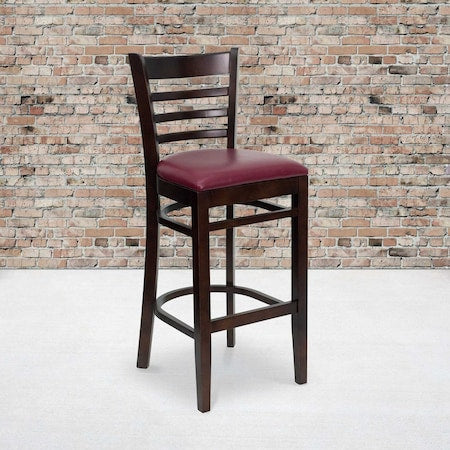 Walnut Wood Stool-Burg Vinyl, PK2