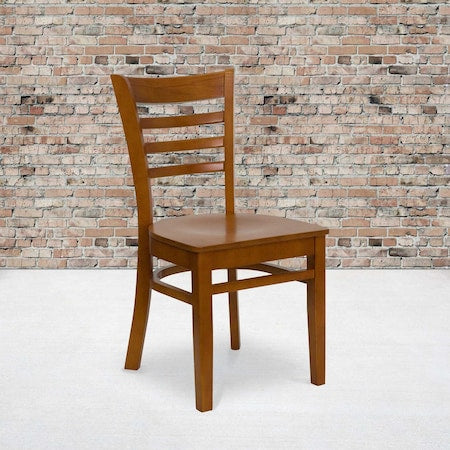 HERCULES Series Ladder Back Cherry Wood Restaurant Chair, PK2