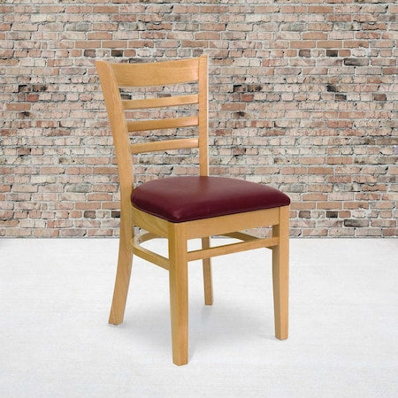 Natural Wood Chair-Burg Vinyl, PK2