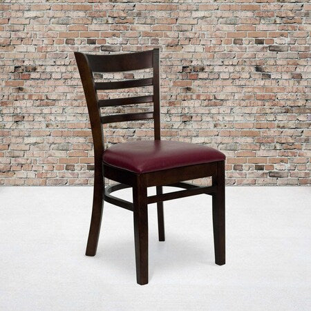Walnut Wood Chair-Burg Vinyl, PK2