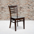 HERCULES Series Ladder Back Walnut Wood Restaurant Chair, PK2
