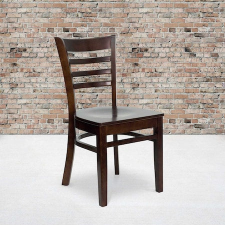 HERCULES Series Ladder Back Walnut Wood Restaurant Chair, PK2