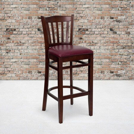 Mahogany Wood Stool-Burg Vinyl, PK2