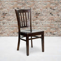 HERCULES Series Vertical Slat Back Walnut Wood Restaurant Chair, PK2