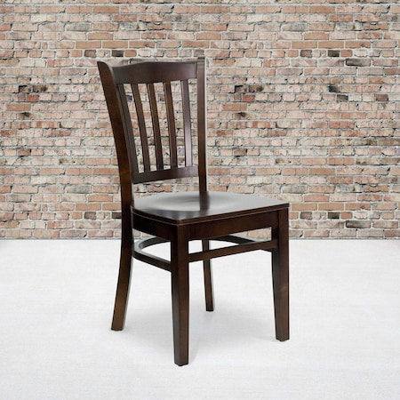HERCULES Series Vertical Slat Back Walnut Wood Restaurant Chair, PK2
