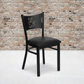 Black Coffee Back Metal Restaurant Chair, Black Vinyl Seat, PK2