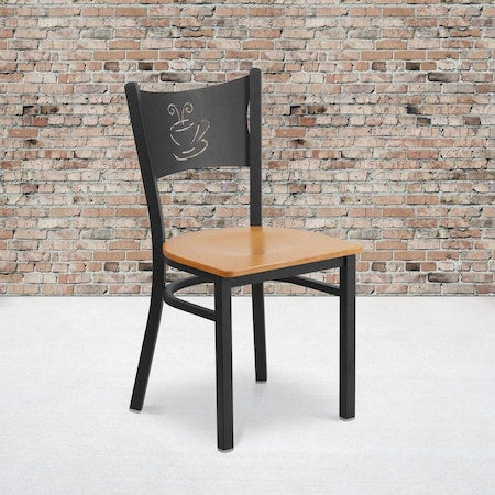 Black Coffee Chair-Nat Seat, PK2
