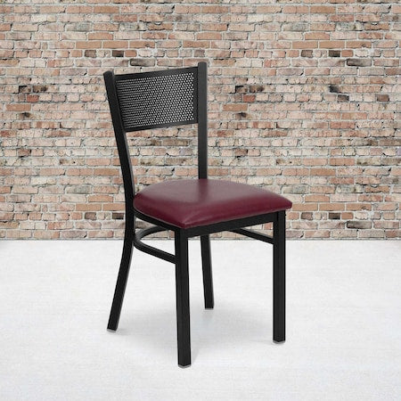 Black Grid Chair-Burg Seat, PK2