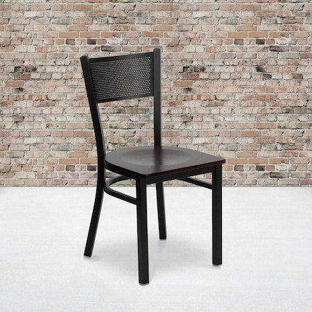 Black Grid Chair-Mah Seat, PK2