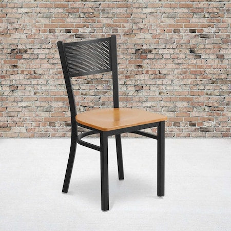 Black Grid Chair-Nat Seat, PK2