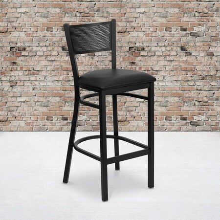 Black Grid Stool-Black Seat, PK2