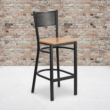 Black Grid Stool-Nat Seat, PK2