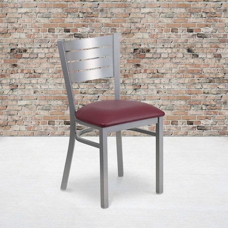 Silver Slat Chair-Burg Seat, PK2