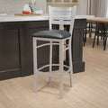 Silver Slat Stool-Black Seat, PK2