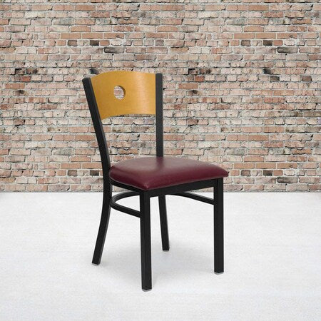 Bk/Nat Circle Chair-Burg Seat, PK2