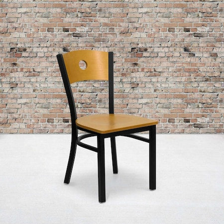 Bk/Nat Circle Chair-Wood Seat, PK2