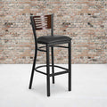 Bk/Wal Slat Stool-Black Seat, PK2