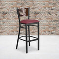 Bk/Wal Slat Stool-Burg Seat, PK2