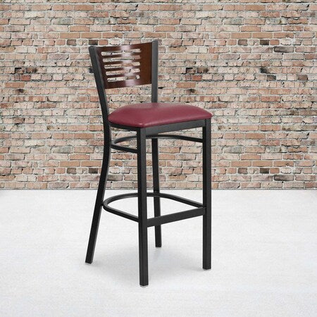 Bk/Wal Slat Stool-Burg Seat, PK2