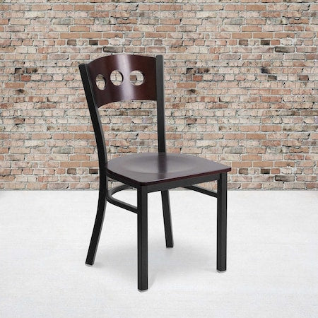 Bk/Wal 3 Circ Chair-Wood Seat, PK2
