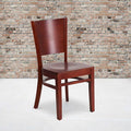 Lacey Series Solid Back Mahogany Wood Restaurant Chair, PK2