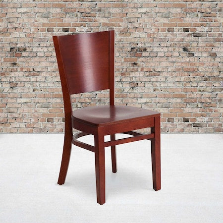 Lacey Series Solid Back Mahogany Wood Restaurant Chair, PK2