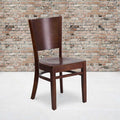 Lacey Series Solid Back Walnut Wood Restaurant Chair, PK2